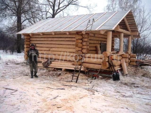 Строительство бани из бревна