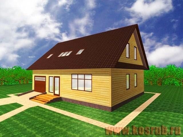 Дом из бруса 9х12 с гаражом ДБ-36