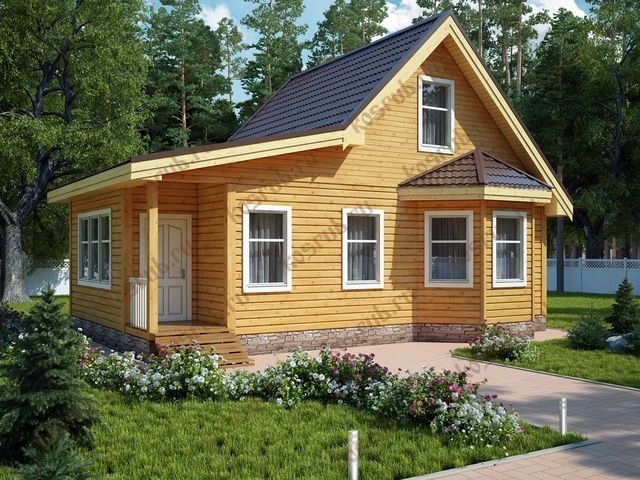Дом из бруса 6х10 проект с крыльцом ДБ-70