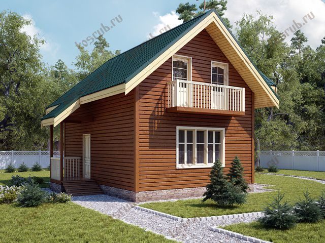 Дом из бруса 7,5х8 проект ДБ-65 Терем